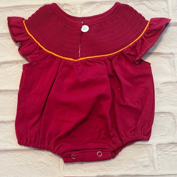 Boutique Abby & Evie 12 Month Baby Girl Red Pumpkin Short Sleeve One-piece - Picture 3 of 6
